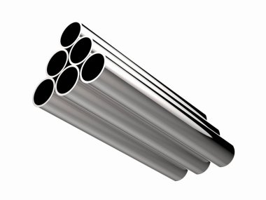 parlak metal borular üzerinde beyaz izole yığını
