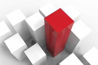 liderlik kavramı kırmızı ve beyaz binalar 