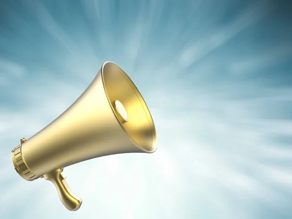 Golden megaphone calling — Stock Photo, Image