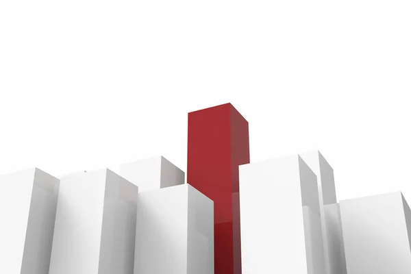 Concepto de liderazgo edificios rojos y blancos — Foto de Stock