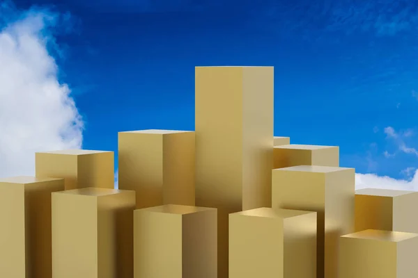 3D işleme altın binalar — Stok fotoğraf