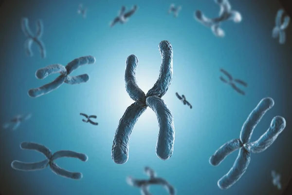 Синя хромосома на синьому фоні — стокове фото