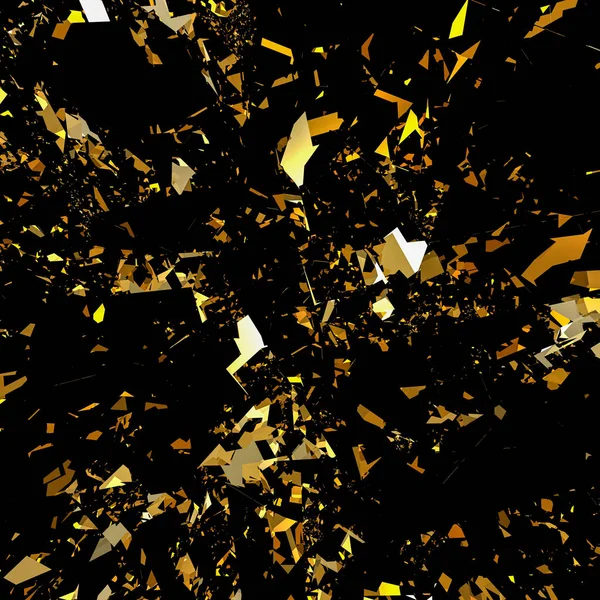 Abstract black background with glass shards and glitter. 3d