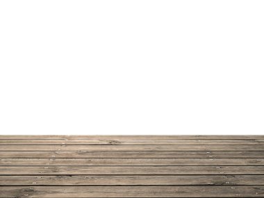 Beyaz arkaplanı olan ahşap zemin