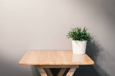 empty wooden table with pot plant  clipart