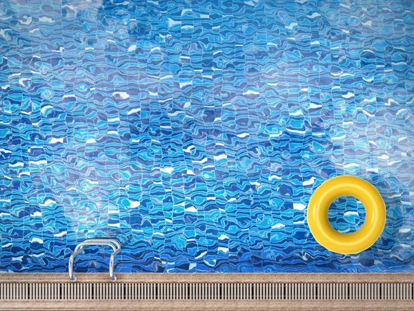 Pool top view with swim ring — Stock Photo, Image