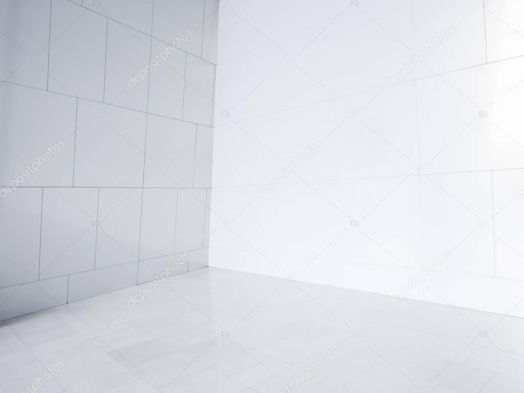 empty corner with white tiles