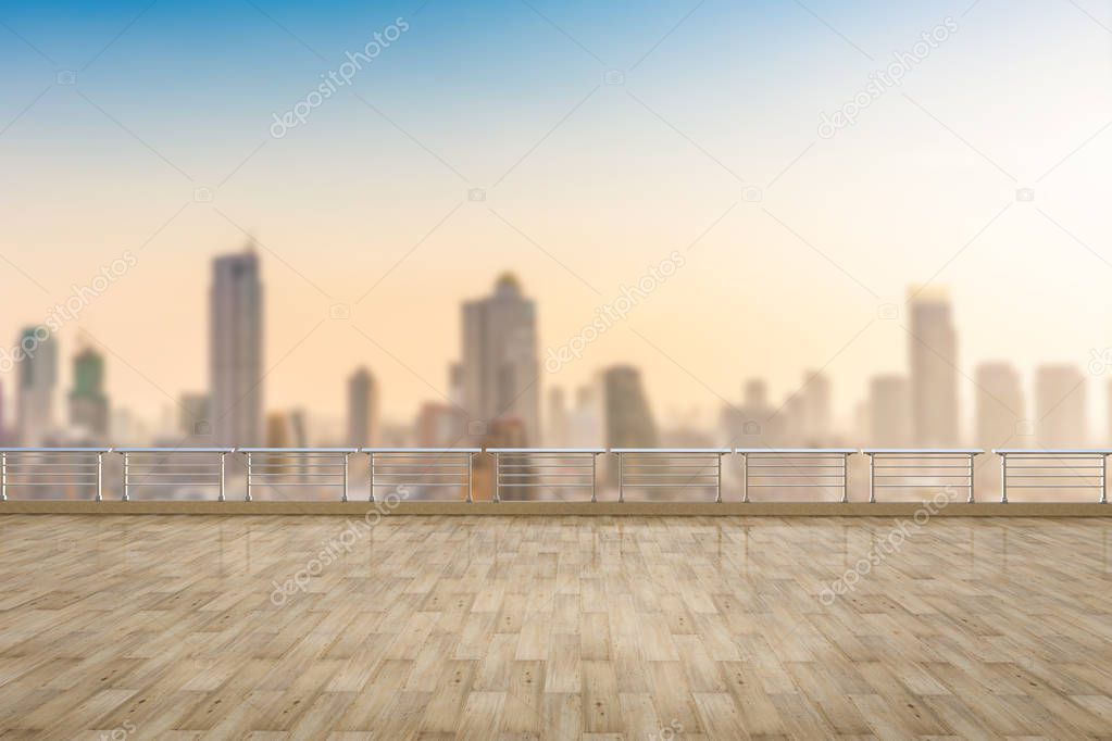 empty terrace on cityscape background