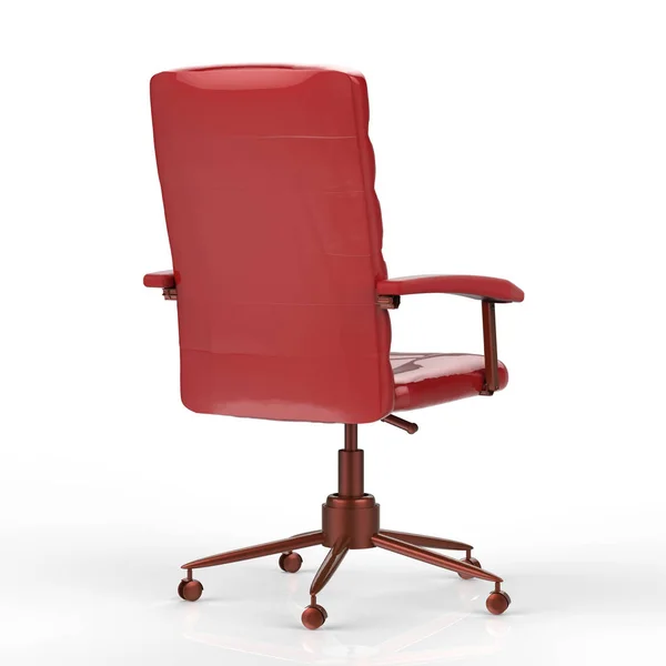 Krzesło biurowe skórzany czerwony na białym tle — Zdjęcie stockowe