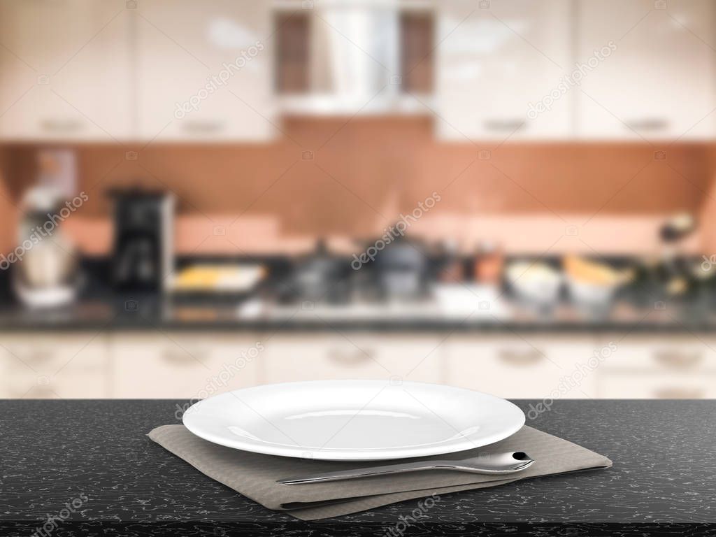 empty dish with kitchen background
