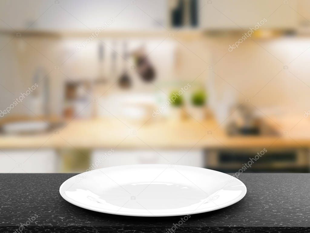 empty dish with kitchen background