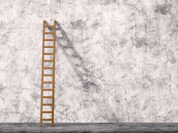 Ladder leaning on cement wall — Stock Photo, Image