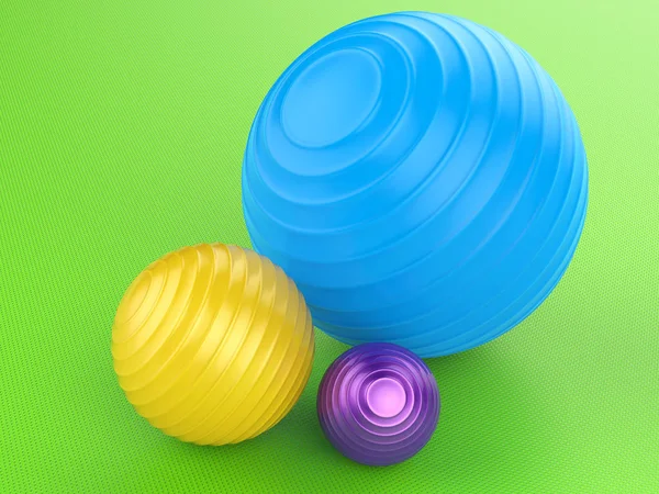 Färgglada fitness bollar — Stockfoto