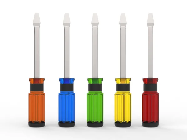 3d rendering colorful screw drivers — Stock Photo, Image