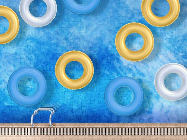 Gyűrűk úszni a medence — Stock Fotó