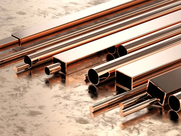 Shiny copper pipes — Stock Photo, Image