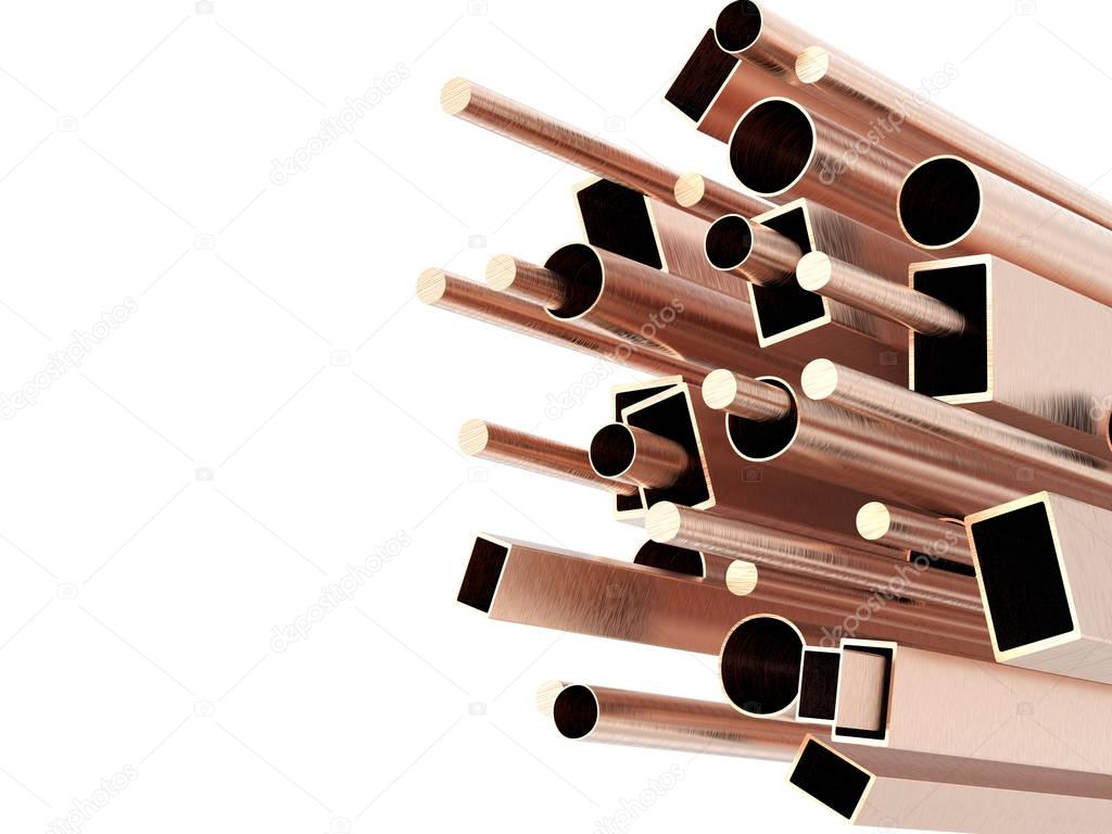 copper pipes isolated