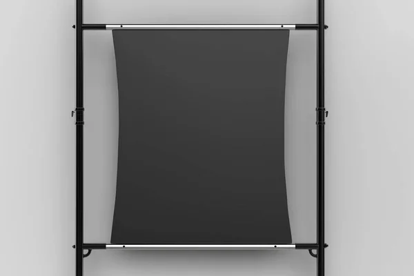 Lona negra estiramiento en tubo de metal — Foto de Stock
