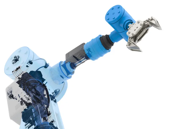 Blauer Drahtgestell-Roboterarm — Stockfoto