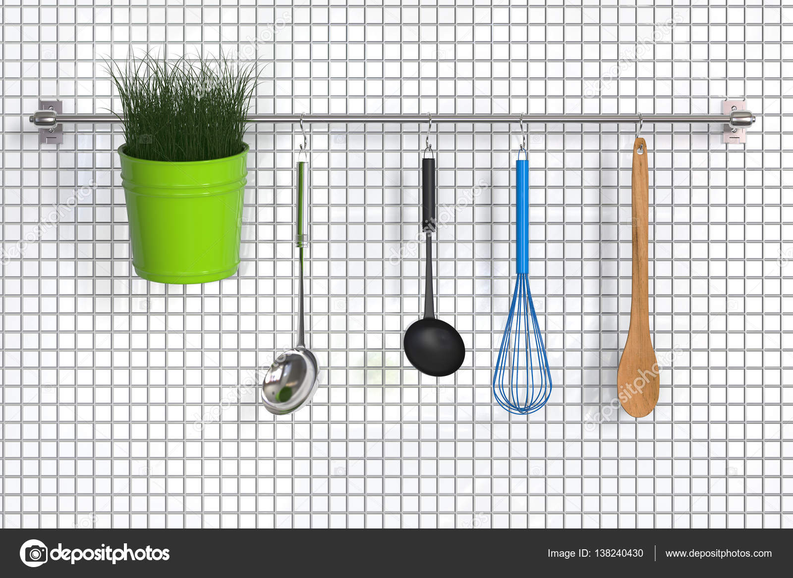 Küchenablage an weißer Wand — Stockfoto © phonlamai #138240430