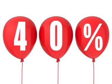 kırmızı balon üzerinde % 40 satışı işareti