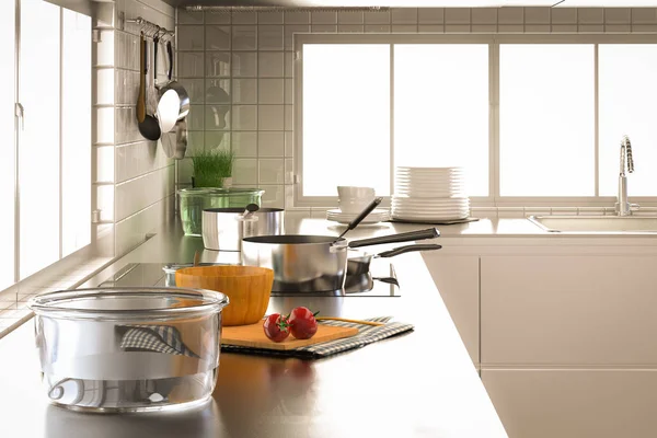 台所用品とガラスのボウル — ストック写真