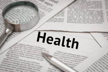 health headline on newspaper background clipart