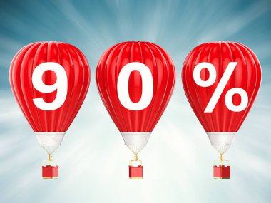 kırmızı sıcak hava balonu üzerinde % 90 satışı işareti