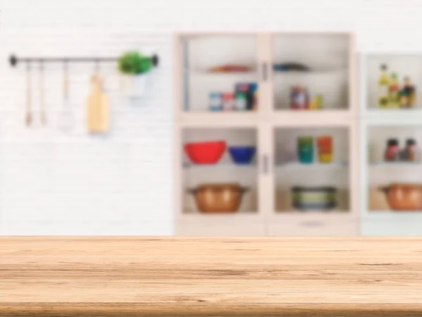 Comptoir en bois avec fond d'armoire de cuisine — Photo