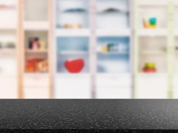 Granit bänk med köksskåp bakgrund — Stockfoto