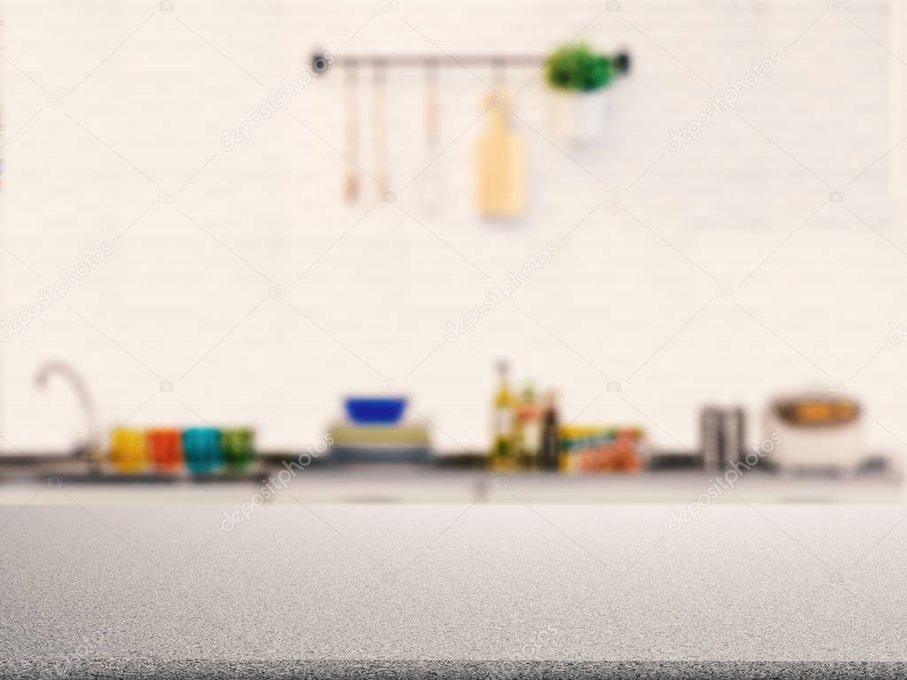 granite counter with kitchen background
