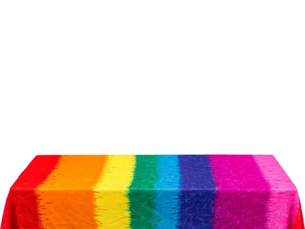 Rainbow tablecloth on white background — Stock Photo, Image