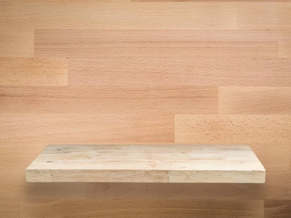木製の背景に木製の棚 — ストック写真