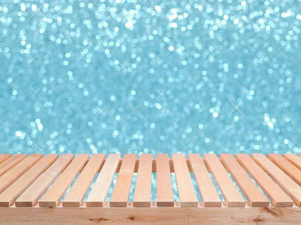 Lantai kayu dengan glitter biru — Stok Foto