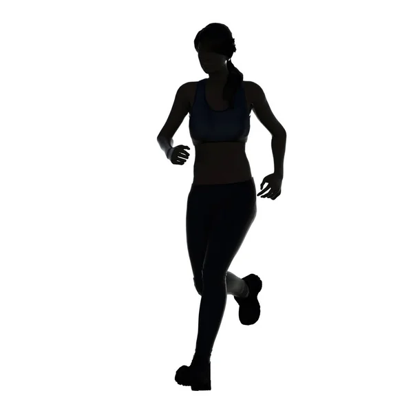 Silhouette Frau läuft — Stockfoto