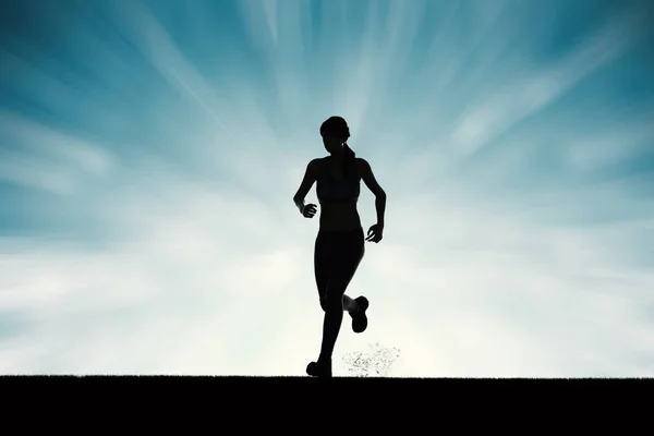 Silhouette femme courir — Photo