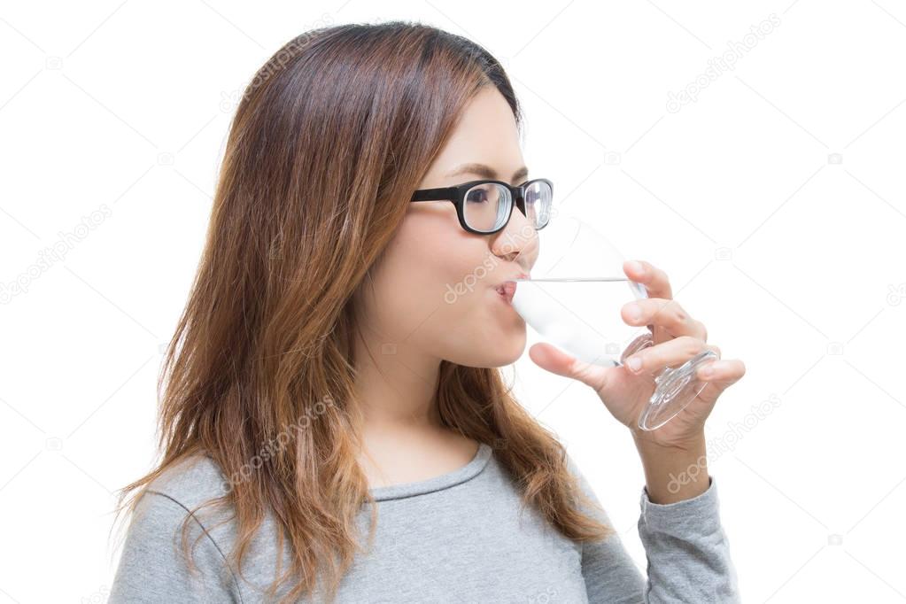 healthy woman drinking water 