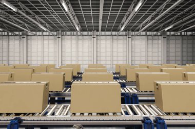 Konveyör bant üzerine Karton Kutularda