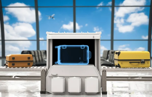 在机场的行李扫描仪 — 图库照片