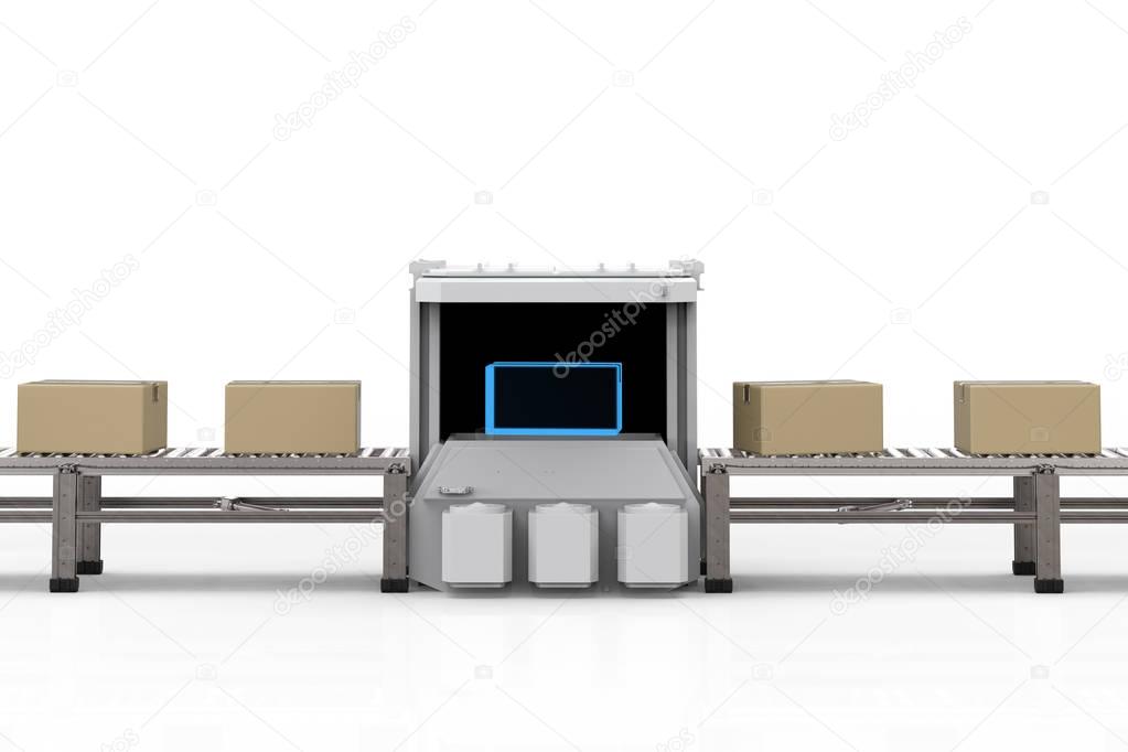 scanner machine with carton box 