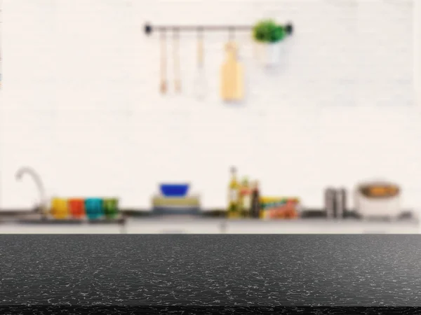 Гранітна стільниця з фоном кухонного шафи — стокове фото