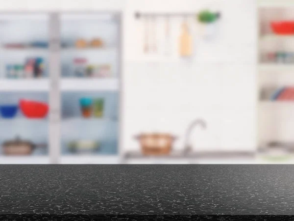 Graniet tegenbovenkant met keukenkast achtergrond — Stockfoto