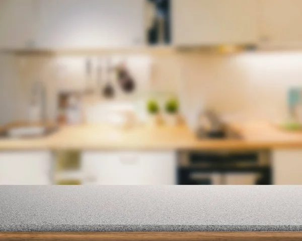 Piano di lavoro in granito con sfondo cucina — Foto Stock