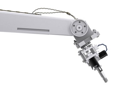 robotik kol üzerinde beyaz izole kaynak