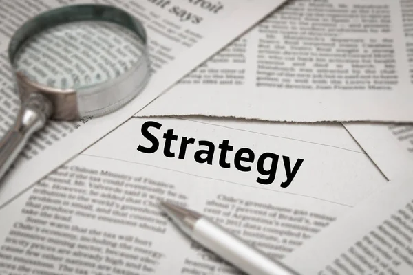Strategy headline on newspaper — Stock Photo, Image