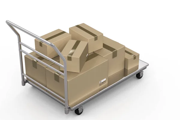 Trolley with heap of storage boxes — Stock Photo, Image