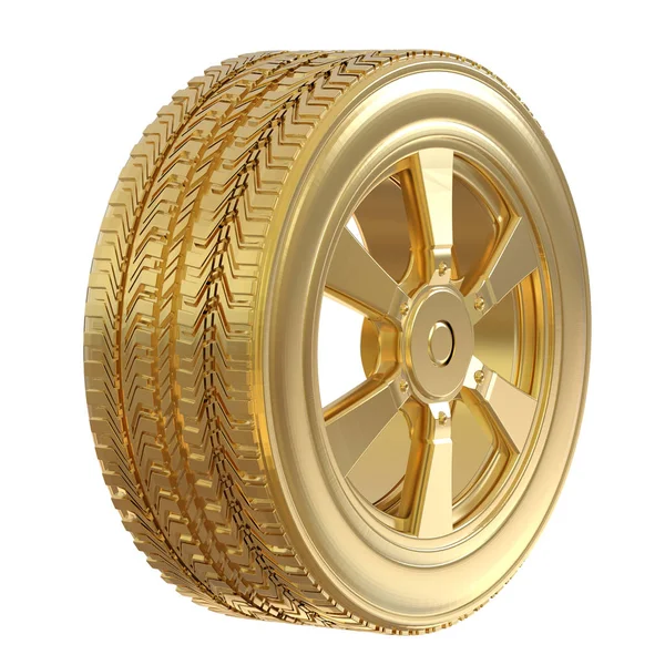 Pneu en or avec roue en or — Photo
