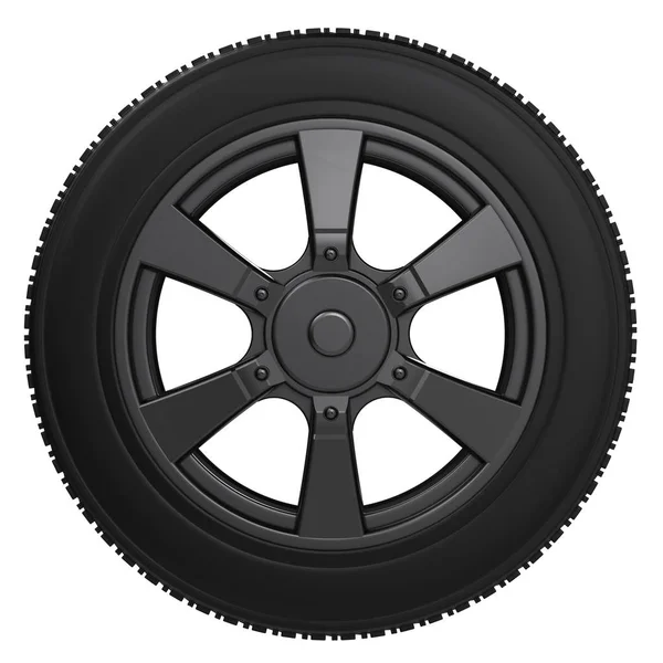 Neumático negro con rueda negra —  Fotos de Stock