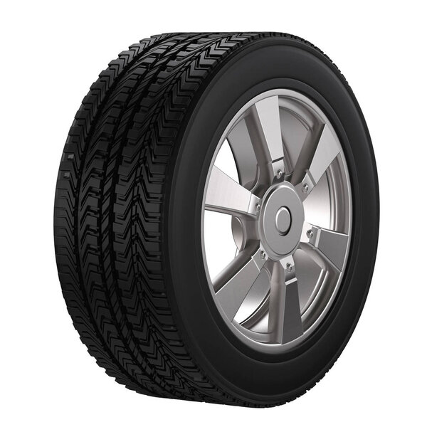 black tire with alloy wheel 