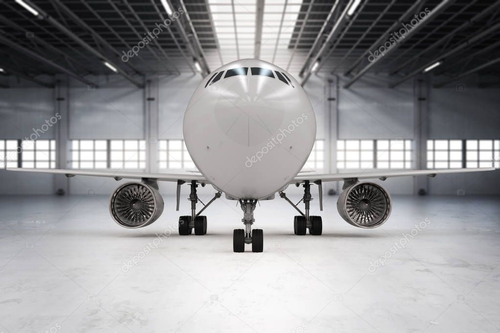 airplane in hangar